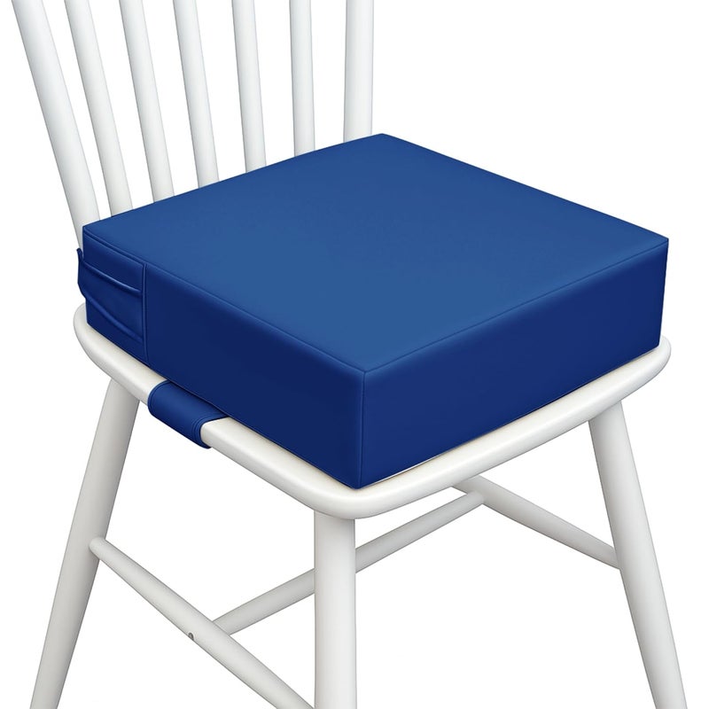 AAAini Toddler Booster Seat for Dining Table – PU Washable Cushion with Double Safe Straps, Non-Slip Bottom, Portable Travel Booster Seat for Toddlers (Dark Blue) - Image 1